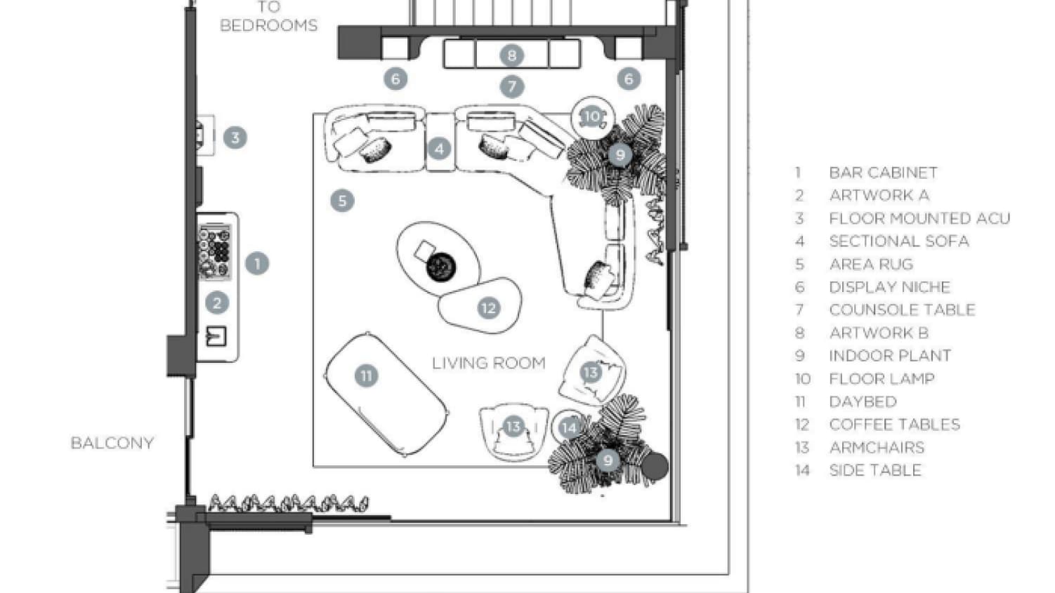 Floor Plan Living Room to Bedroom